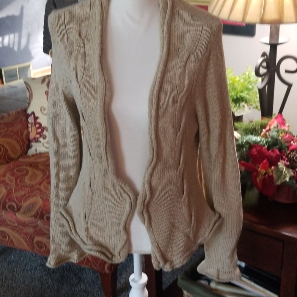 Axcess cable knit tan cardigan
